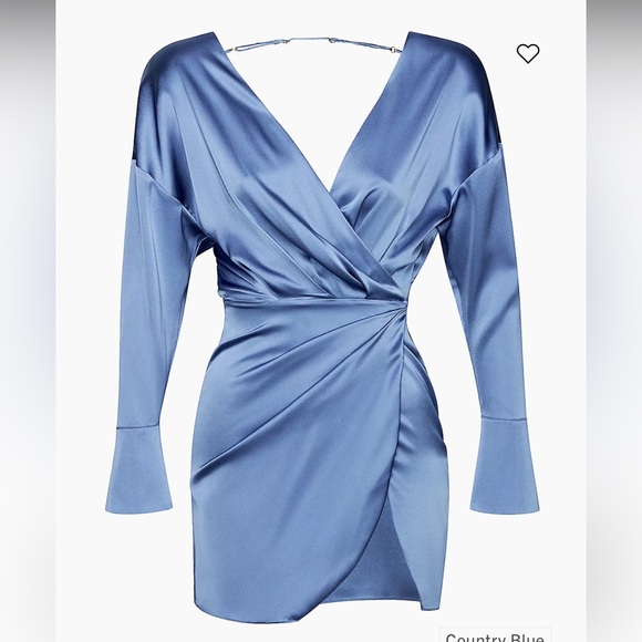 SER.OY.A Alisa Silk Mini Dress in Country Blue Size L - Picture 4 of 11